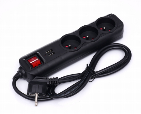 Prelungitor electric curent 3m 3 prize mufe USB (KD4032) [2]