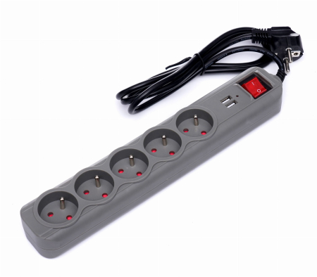 Scule electrice - Prelungitor electric curent 3m 5 prize mufe USB (KD4034)