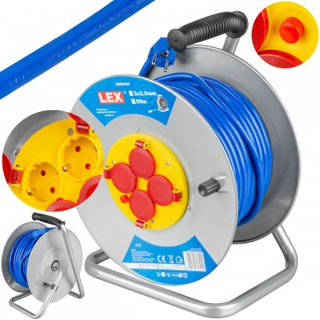 Prelungitoare curent - Prelungitor electric pe tambur 50m, 3x2.5 mm², 4 prize (LX50M-4)