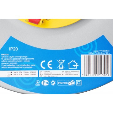 Prelungitor electric pe tambur 50m, 3x2.5 mm², 4 prize (LX50M-4) [10]