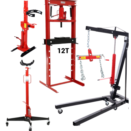 Scule Atelier Auto - Presa hidraulica 1Tona comprimat arcuri + Presa hidraulica 12Tone + Macara girafa hidraulica 2T + Cric hidraulic cutii de viteze 500kg +Suport traversa motor  (KD326+KD328+KD333+KD322+KD321)