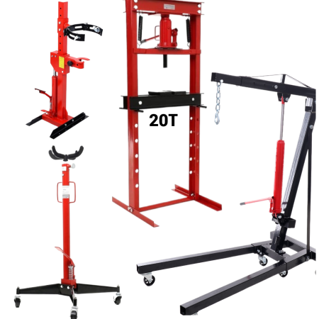 Scule Atelier Auto - Presa hidraulica 1Tona comprimat arcuri + Presa hidraulica 20Tone rulmenti + Macara girafa hidraulica 2T atelier auto + Cric hidraulic extras montat cutii de viteze 500kg (KD326+KD329+KD333+KD322)