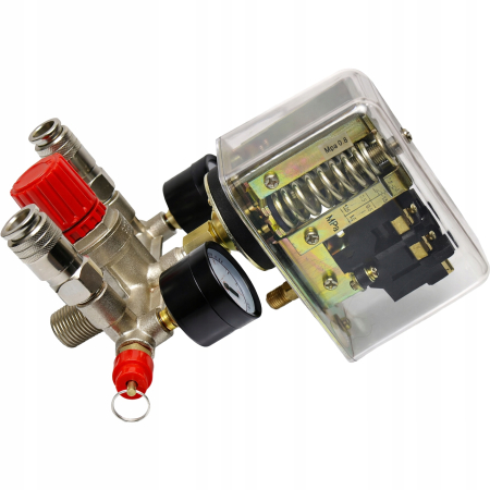 Presostat trifazat cu racord T si manometre pentru control compresor (KD2169) [7]