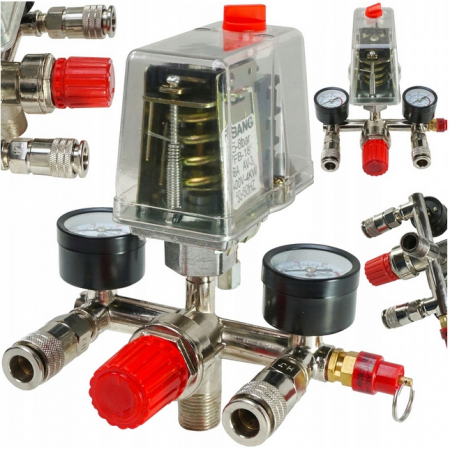 Accesorii pneumatice - Presostat universal 380 400V trifazat trifazic regulator presiune manometru (V81209)