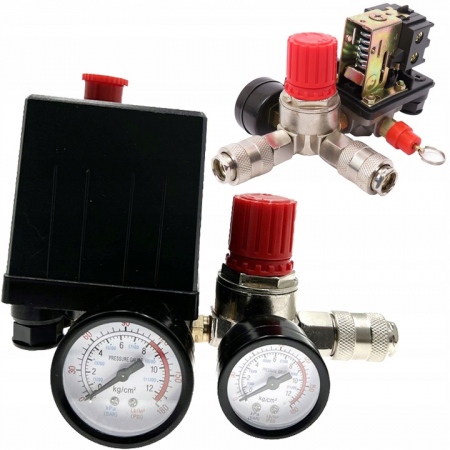 Accesorii pneumatice - Presostat universal cu regulator pe presiune si manometru (FT0026)