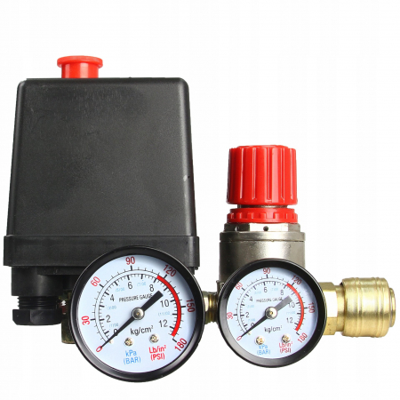 Accesorii pneumatice - Presostat universal cu regulator pe presiune si manometru (M806873)