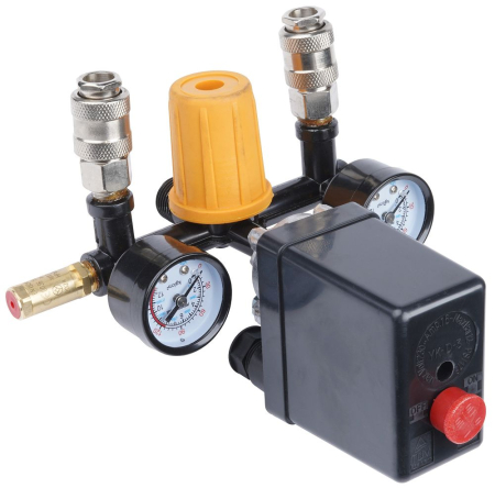 Scule pneumatice - Presostat universal cu supapa si manometre pentru compresor 230V 12 bar (PM-KO-24T-50T-V2-WY)