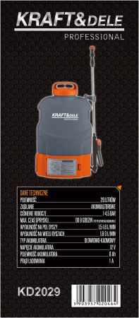 Pulverizator electric 20L acumulator 12V presiune reglabila 4.5bar 4 duze lance telescopica (KD2029) [15]