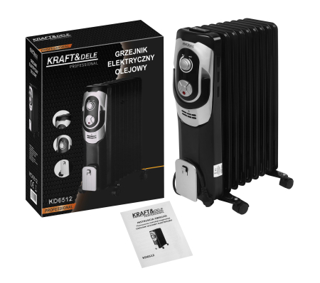 Radiator electric cu ulei 2000W cu 3 trepte de incalzire si termostat (KD6512) [10]