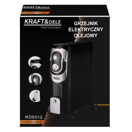 Radiator electric cu ulei 2000W cu 3 trepte de incalzire si termostat (KD6512) [13]