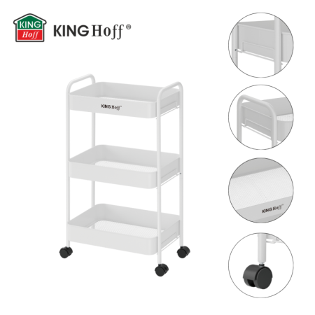 Raft mobil cu trei niveluri si roti pivotante din otel alb (KH-1942) [1]