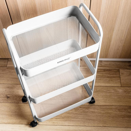 Raft mobil cu trei niveluri si roti pivotante din otel alb (KH-1942) [5]