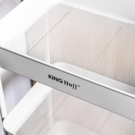 Raft mobil cu trei niveluri si roti pivotante din otel alb (KH-1942) [15]