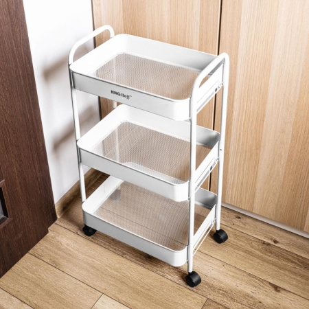 Raft mobil cu trei niveluri si roti pivotante din otel alb (KH-1942) [18]