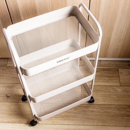 Raft mobil cu trei niveluri si roti pivotante din otel alb (KH-1943) [9]