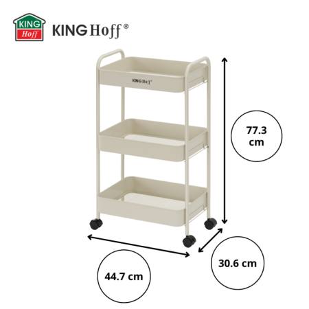 Raft mobil cu trei niveluri si roti pivotante din otel alb (KH-1943) [2]