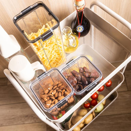 Raft mobil cu trei niveluri si roti pivotante din otel alb (KH-1943) [13]