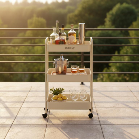 Raft mobil cu trei niveluri si roti pivotante din otel alb (KH-1943) [5]