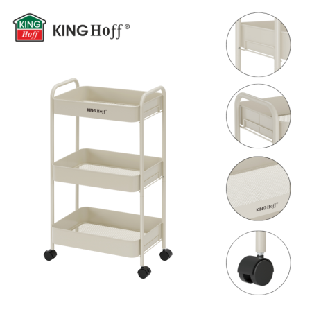 Raft mobil cu trei niveluri si roti pivotante din otel alb (KH-1943) [1]