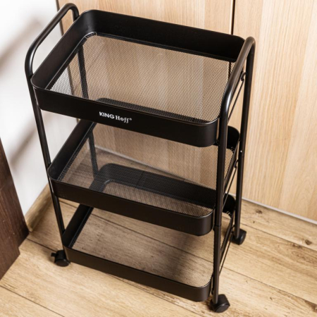 Raft mobil cu trei niveluri si roti pivotante din otel negru (KH-1941) [13]