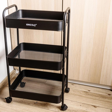 Raft mobil cu trei niveluri si roti pivotante din otel negru (KH-1941) [12]