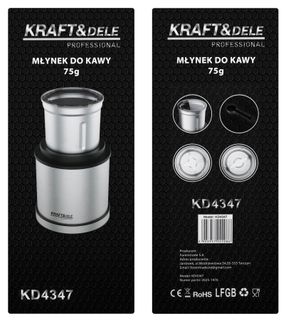 Rasnita de cafea electrica 75 g 300 W cu 2 recipiente din inox (KD4347) [13]