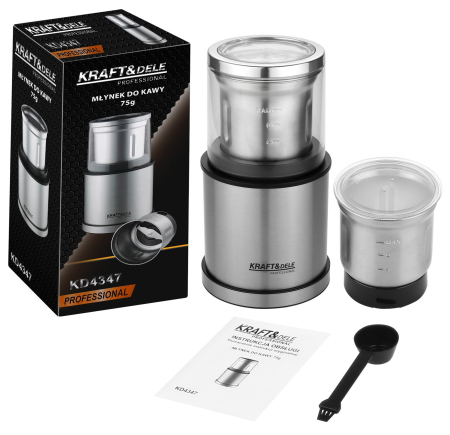 Altele - Rasnita de cafea electrica 75 g 300 W cu 2 recipiente din inox (KD4347)
