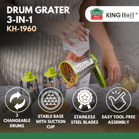 Razatoare manuala rotativa cu 3 tambure din otel inoxidabil verde (KH-1960) [3]