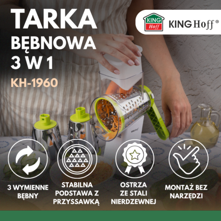 Razatoare manuala rotativa cu 3 tambure din otel inoxidabil verde (KH-1960) [15]