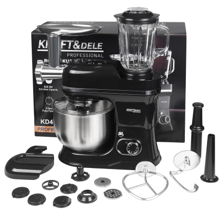Robot bucatarie mixer planetar masina tocat carne 3000W, bol 5 litri, 3 palete diferite, 6 trepte viteza si PULSE (KD4147) [2]