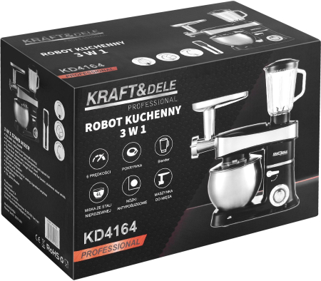 Robot de bucatarie multifuncțional 3 in 1, 2200W, Bol Inox 6L, Blender 1.5L si Masina de Tocat Carne (KD4164) [19]