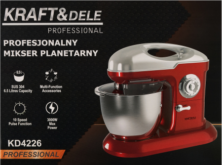 Robot de bucatarie planetar 3000W, bol inox 6.5L, 10 viteze (KD4226) [22]