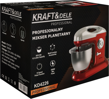 Robot de bucatarie planetar 3000W, bol inox 6.5L, 10 viteze (KD4226) [21]