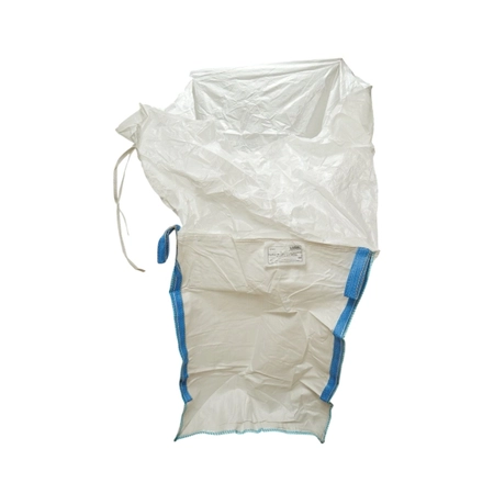 Ferma - Sac big bag 100x100x130cm alb, capacitate 2000kg, tip U-Panel nelaminat, fund plan, top fusta 85cm (DISUX05)
