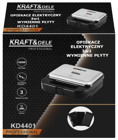 Sandwich maker 3 in 1, 1500 W, aparat pentru vafe, sandwich si grill  (KD4401) [12]
