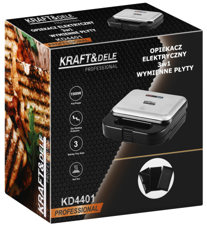 Sandwich maker 3 in 1, 1500 W, aparat pentru vafe, sandwich si grill  (KD4401) [11]
