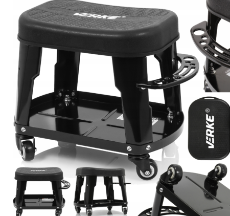 Scaune mese organizatoare atelier - Scaun de atelier mecanic cu roti si suport pentru scule, 135 kg (V83261)