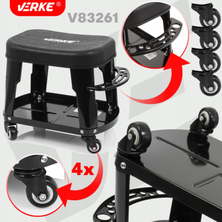 Scaun de atelier mecanic cu roti si suport pentru scule, 135 kg (V83261) [6]