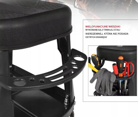 Scaun de atelier mecanic cu roti si suport pentru scule, 135 kg (V83261) [12]