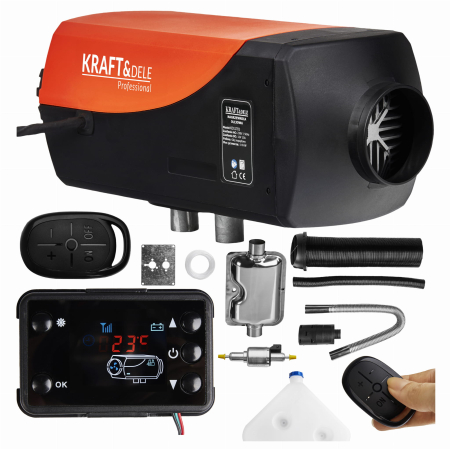 Incalzitoare arzatoare electrice / gaz / combustibil - Incalzitor stationar motorina 8kW 12V LCD telecomanda rezervor 10L pentru auto rulota garaj (KD11781)