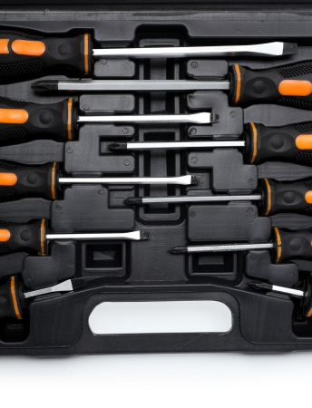 Set 10 surubelnite de impact plate si Phillips cu tija traversanta si cutie de transport (KD10283) [7]