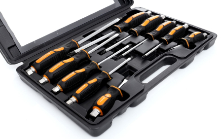 Set 10 surubelnite de impact plate si Phillips cu tija traversanta si cutie de transport (KD10283) [2]
