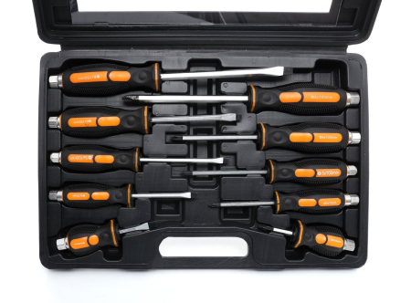 Set 10 surubelnite de impact plate si Phillips cu tija traversanta si cutie de transport (KD10283) [4]