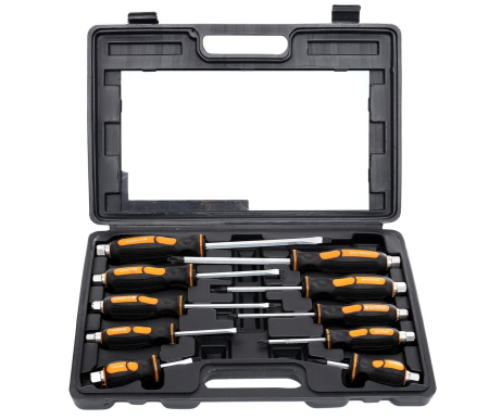 Set 10 surubelnite de impact plate si Phillips cu tija traversanta si cutie de transport (KD10283) [9]