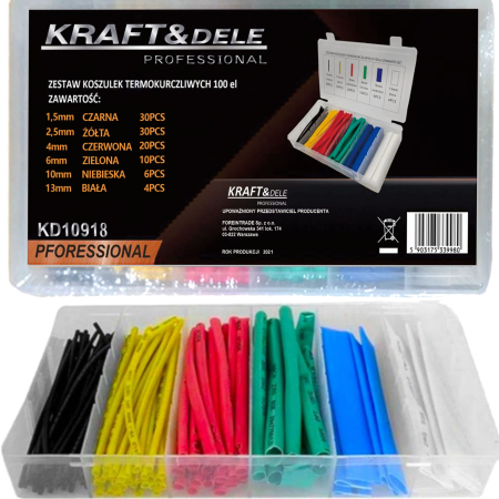 Scule Atelier Auto - Set 100 tuburi termocontractabil 6 dimensiuni 1.5-13mm (KD10918)