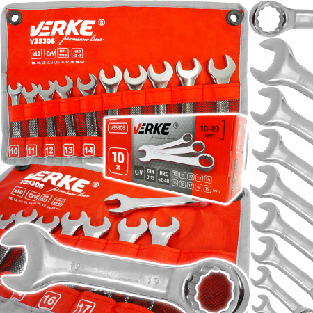 Chei combinate/inelare/cu clichet - Set 10chei combinate scurte 10-19mm mini (V35308)