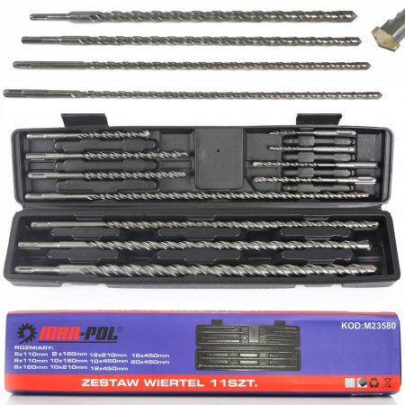Scule de mana - Set 11 burghie 5-20mm SDS+ pentru beton (M23580)