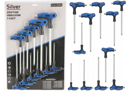 Biti hex/torx/spline - Set 11 chei imbus lungi cu maner T2-T10 (S10877)