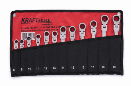 Set 12 chei cu clichet articulate 8-19mm 12bucati piese cap flexibil Cr-V (KD10947) [1]