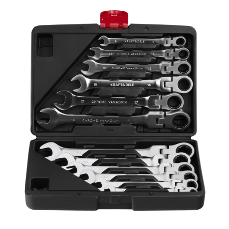 Set 12 chei cu clichet articulate 8-19mm 12bucati piese cap flexibil Cr-V (KD11304) [1]